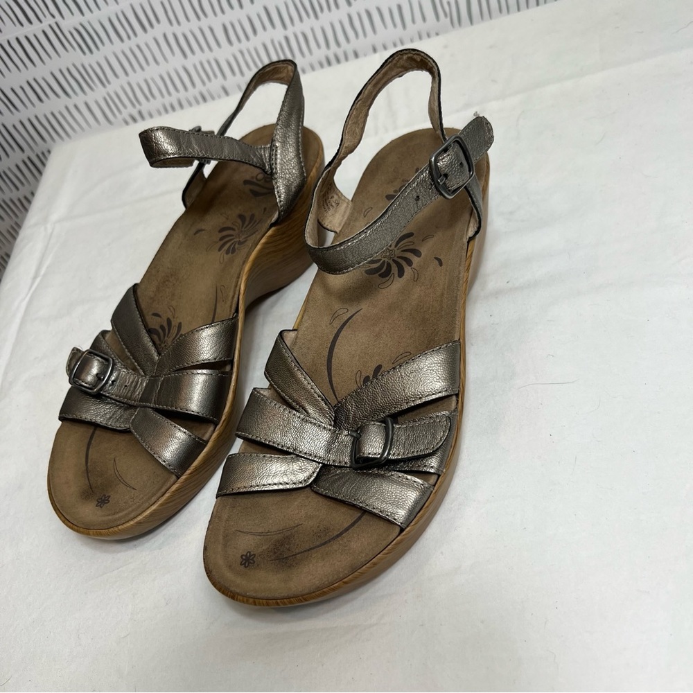 Abeo pewter silver metallic sandals size 8 - Picture 2 of 7